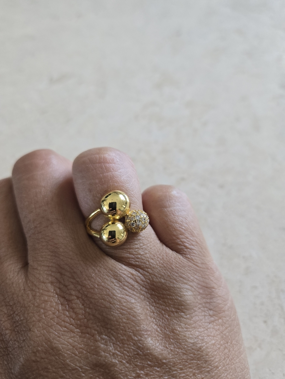 Brand New Gold Ball Accent Statement Ring - Women Jewelry